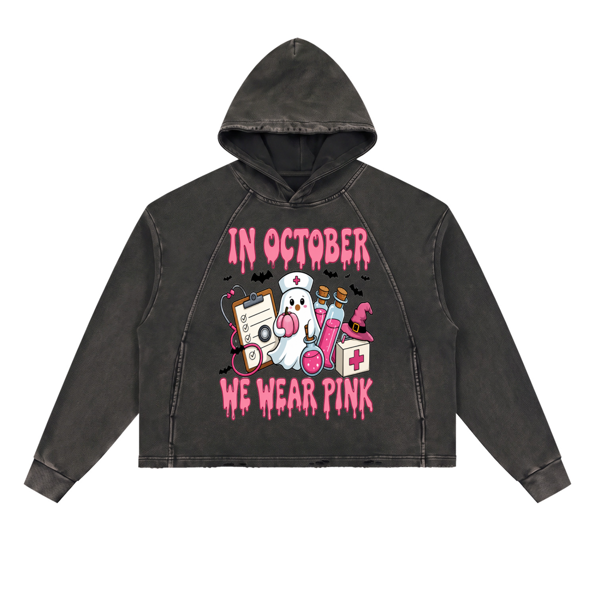 Vintage Washed Frayed-Hem Hoodie
