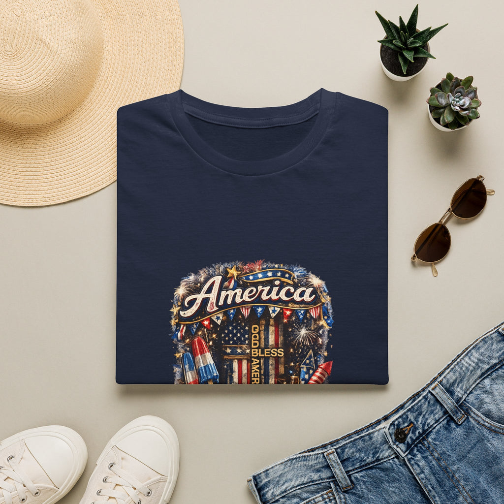 America Fireworks T-Shirt — God Bless USA Patriotic 4th of July Tee