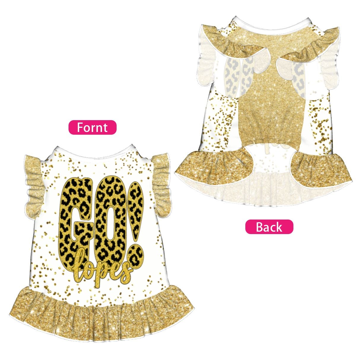 Game Day Dog Dress, Leopard Print Pet Outfit, Football Dog Dress, Team Spirit Pet Clothing, Gold Ruffle Dog Outfit, Game Day Pet Gift