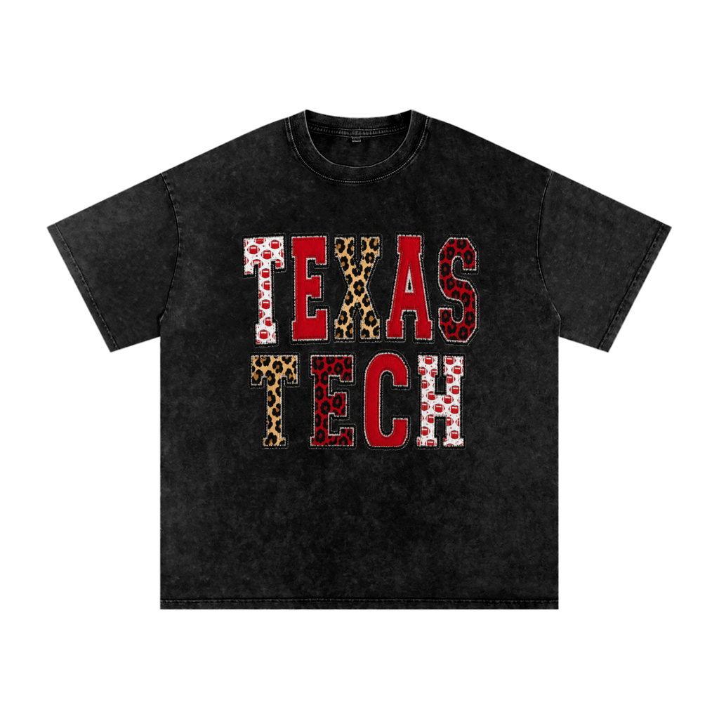 Leopard Print Game Day Shirt, Red Raiders Leopard Print Football Shirt, Vintage Washed Graphic Shirt