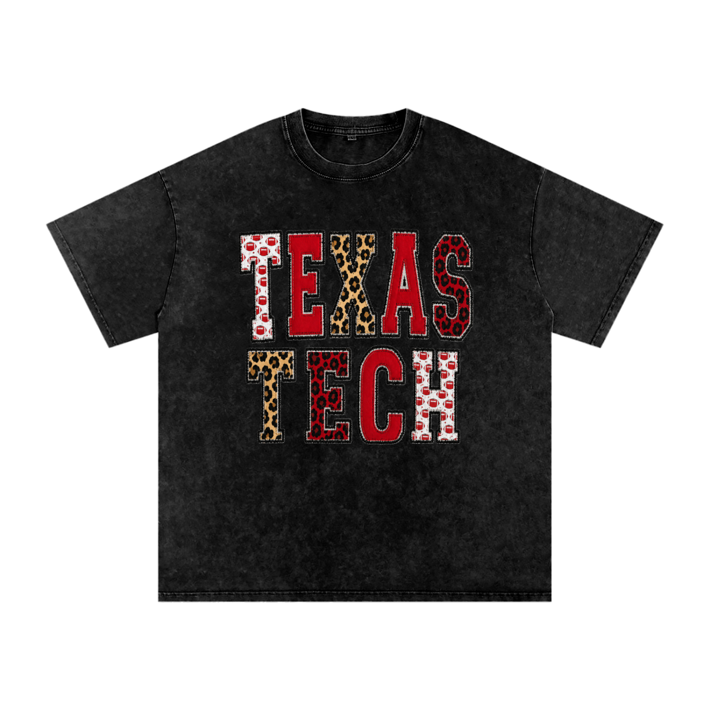 Leopard Print Game Day Shirt, Red Raiders Leopard Print Football Shirt, Vintage Washed Graphic Shirt
