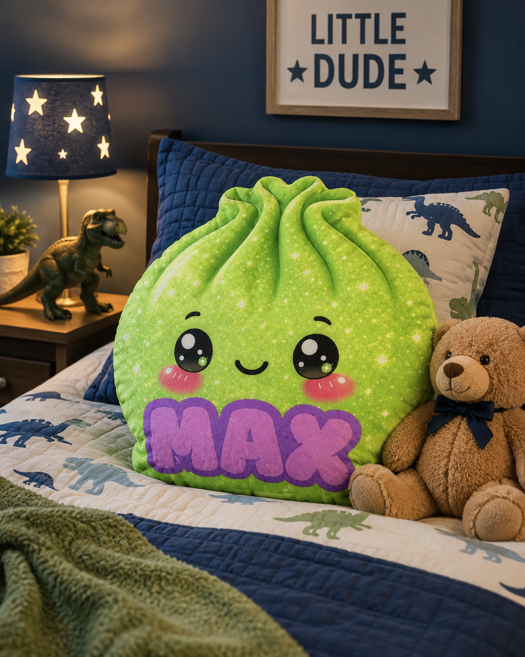 Custom Name Dumpling Throw Pillow, Personalized Kawaii Pillow, Cute Bedroom Decor, Kids Plush Pillow All occasion Gift