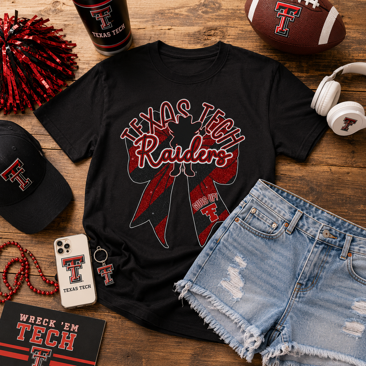 Texas Tech Red Raiders Ribbon T-Shirt — Red & Black Spirit Tee - Football t-shirt - Lady Raiders