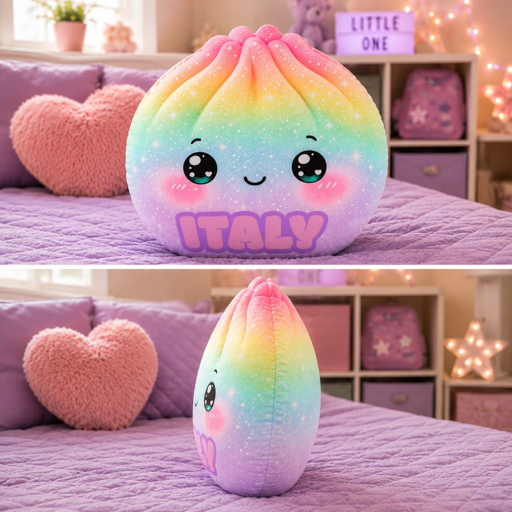 Dumpling Pillow Rainbow Colors — Personalized Custom Shaped Cute Decorative Pillow - Your choice of color