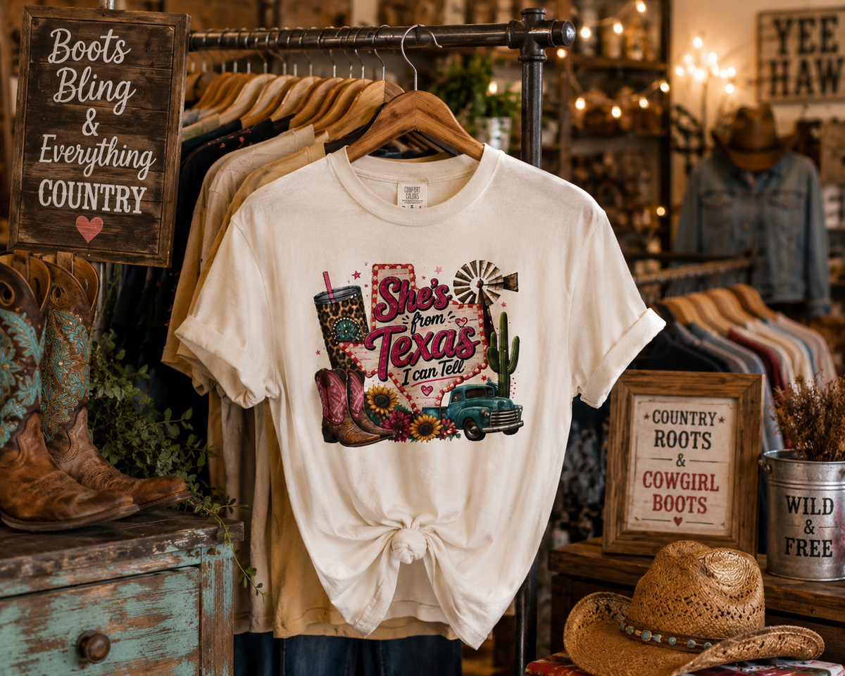 She's From Texas, I can tell — Women's Western Cowboy Graphic Shirt