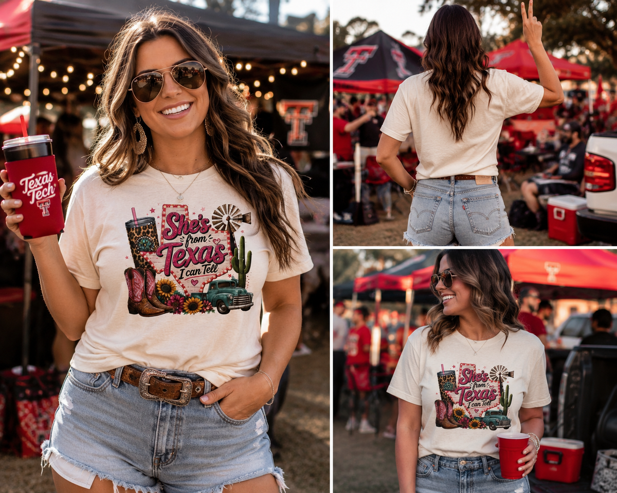 She's From Texas, I can tell — Women's Western Cowboy Graphic Shirt