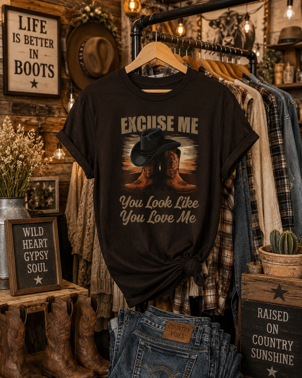 Unisex -Excuse Me You Look Like You Love Me Shirt, Country Music Tee, Western Graphic T-Shirt, Cowgirl Concert Shirt, Country Concert Outfit, Rodeo Tee