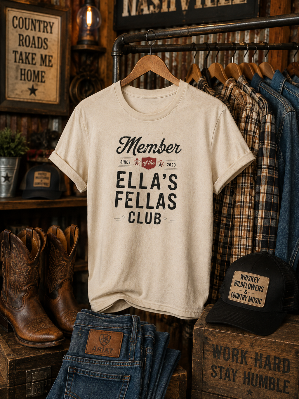 Fellas Fan Club Shirt for Men, Western Country Concert Tee, Mens Cowboy Graphic T-Shirt, Texas Country Music Shirt, Rodeo Concert Outfit