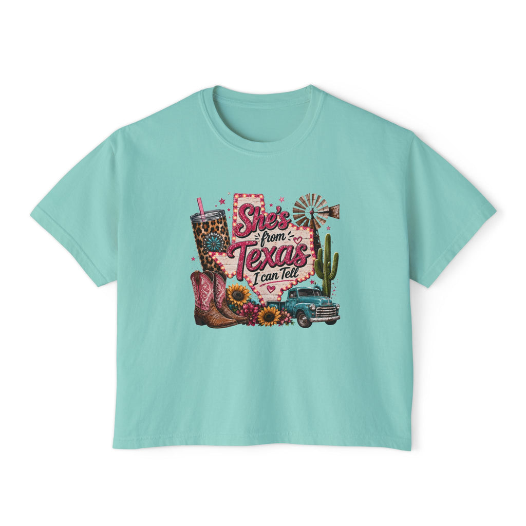 She's From Texas Crop Tee — Graphic Vintage Western Cowgirl Design