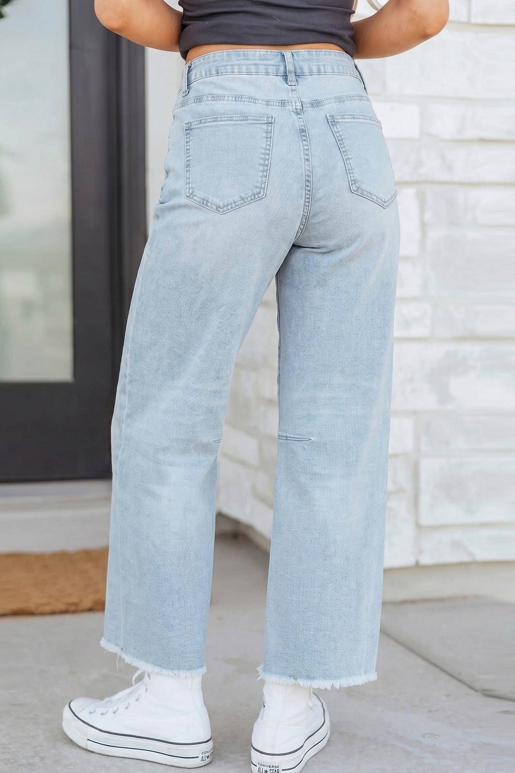 Game Day Sequin Bow Football Patches Raw Cut Jeans