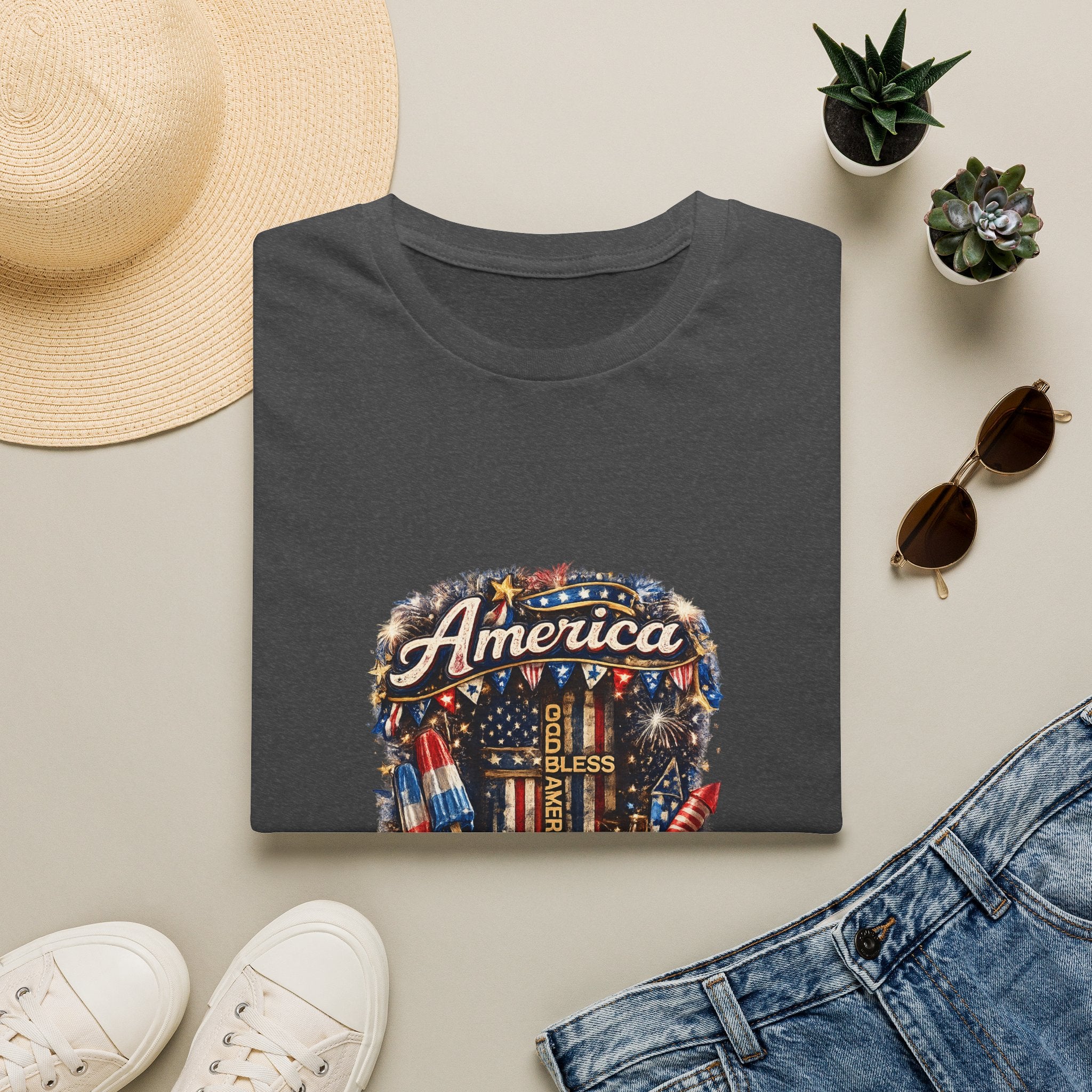 America Fireworks T-Shirt — God Bless USA Patriotic 4th of July Tee