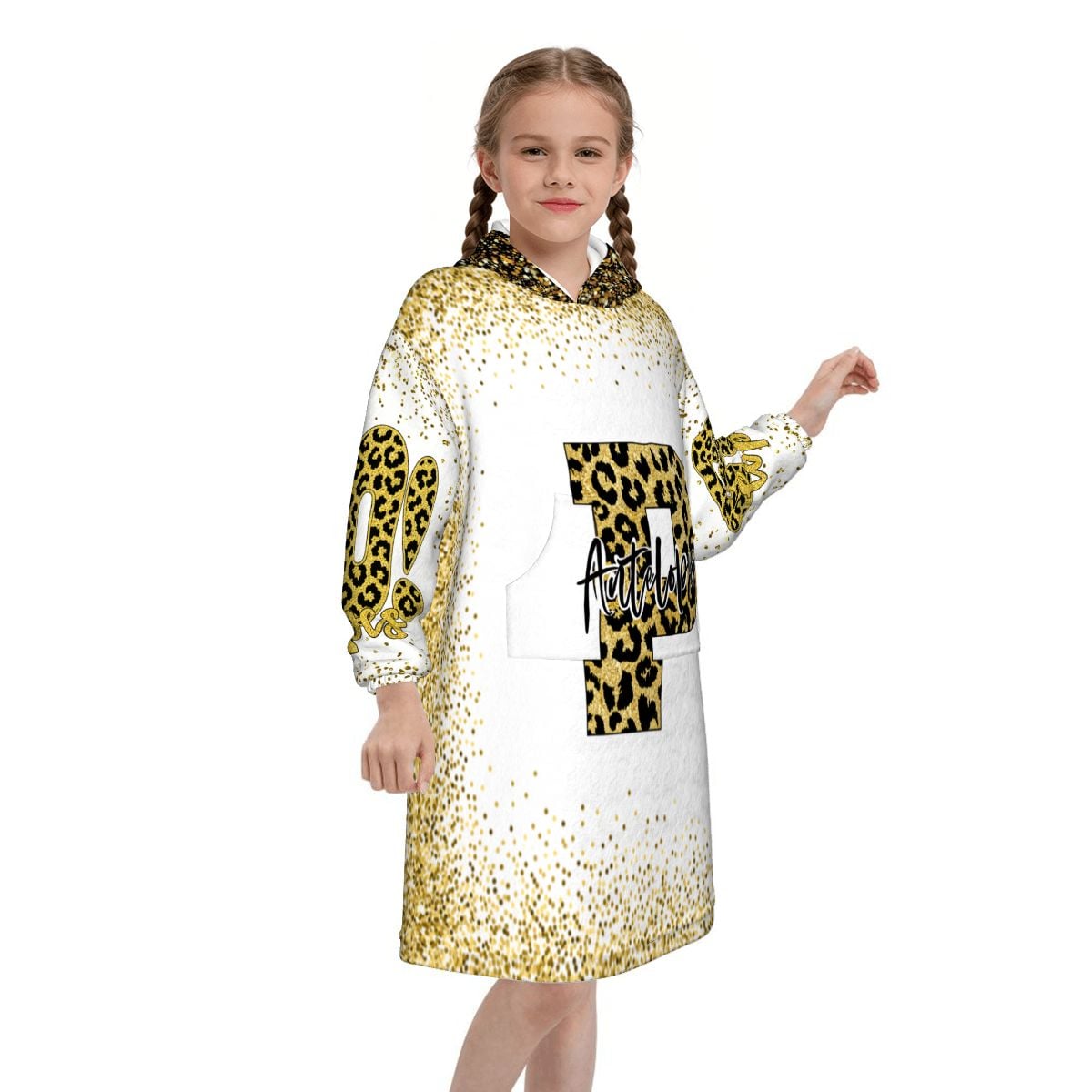 Customized Oversize Child Hooded Blanket - Bold Gold Design