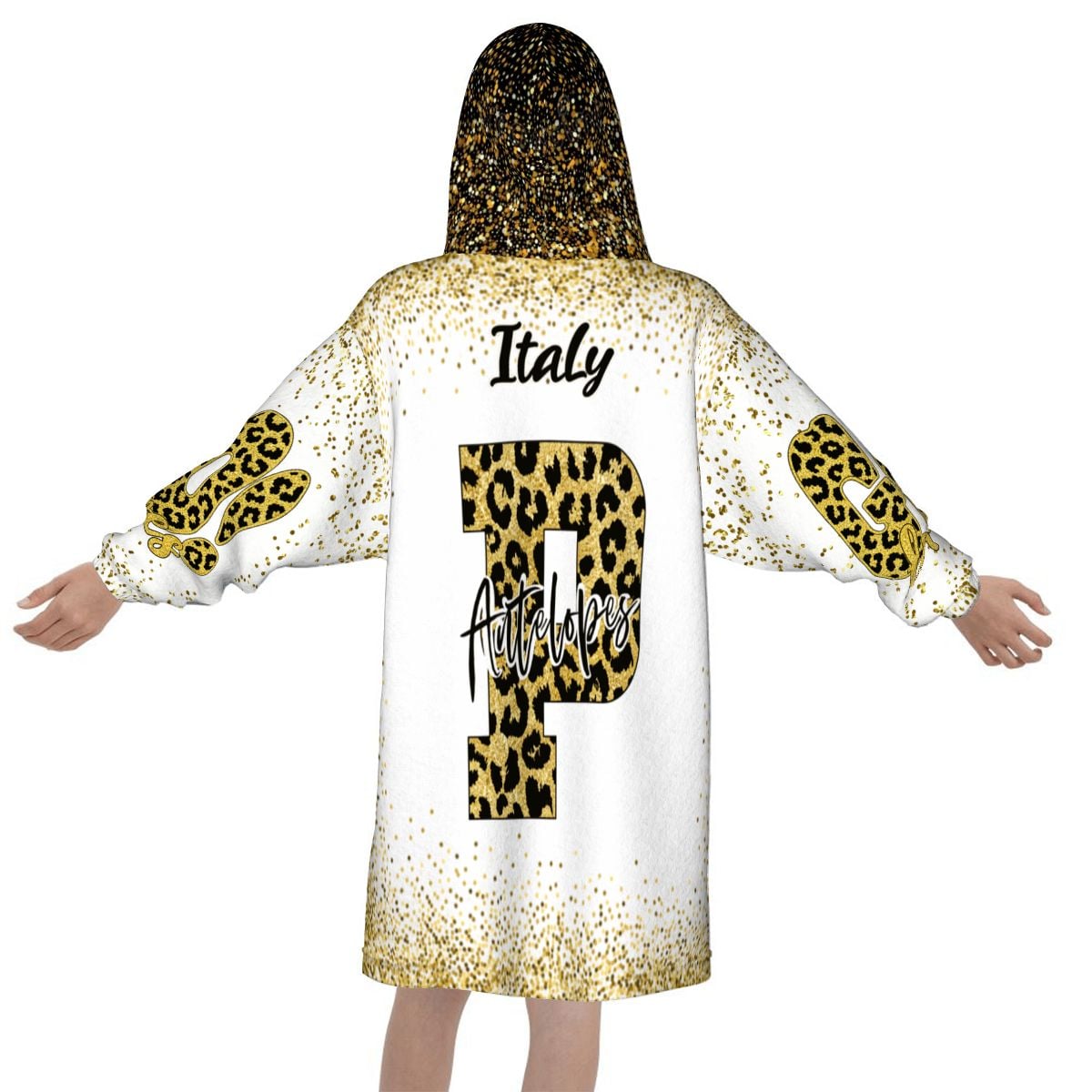 Customized Oversize Child Hooded Blanket - Bold Gold Design