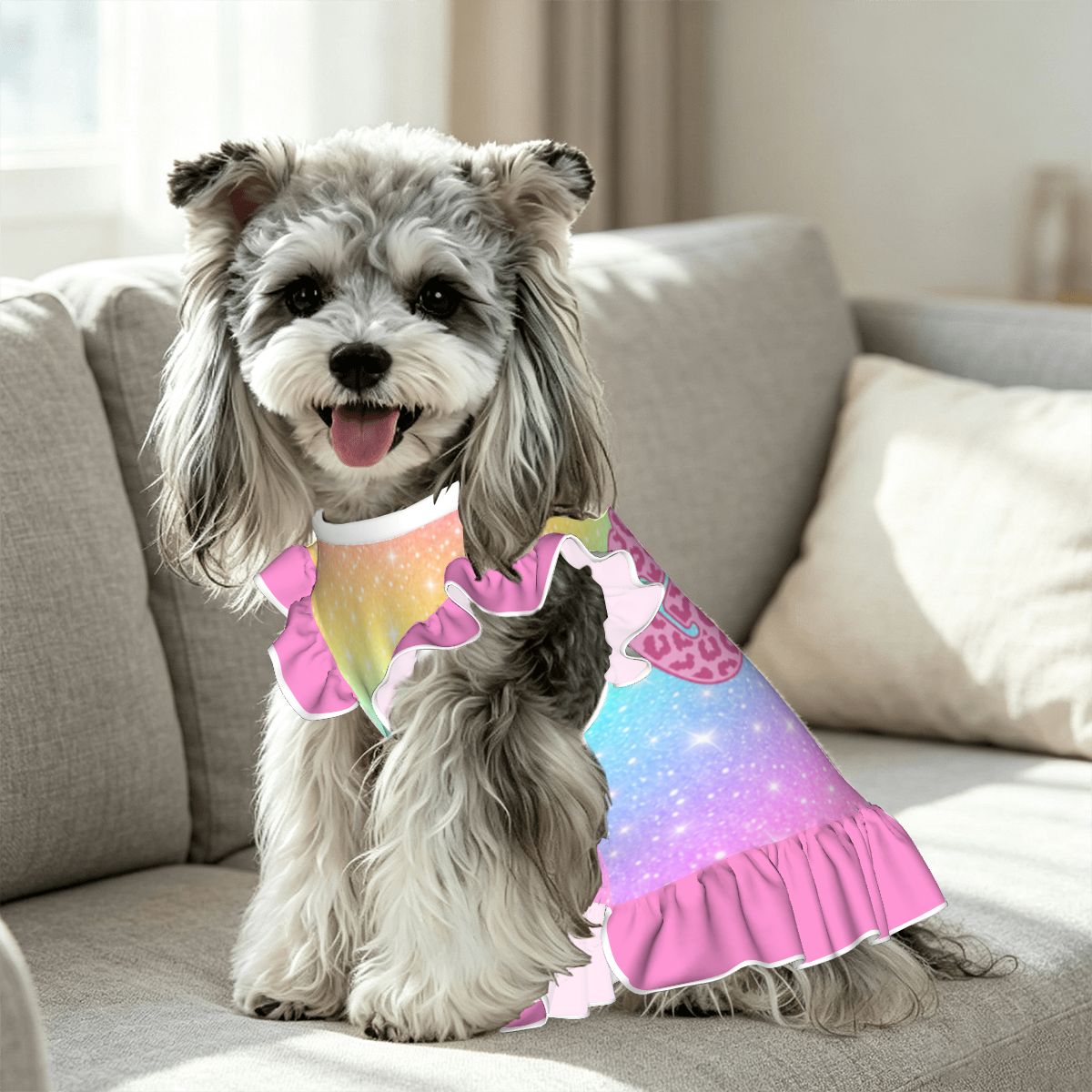 Ruffle Hem Dog Dress PastelRainbowGlitterDogDress4200x4800300DPIFINAL wp3269381 etsy