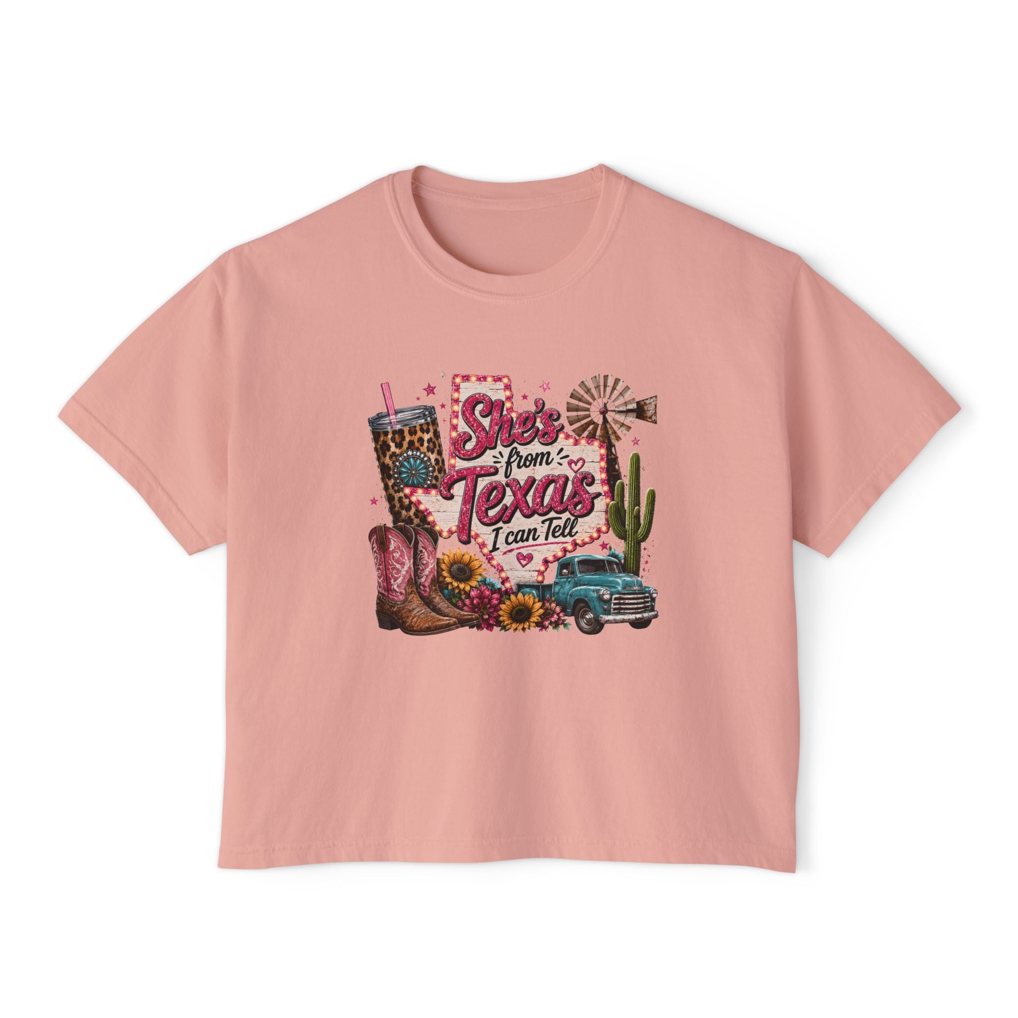 She's From Texas Crop Tee — Graphic Vintage Western Cowgirl Design
