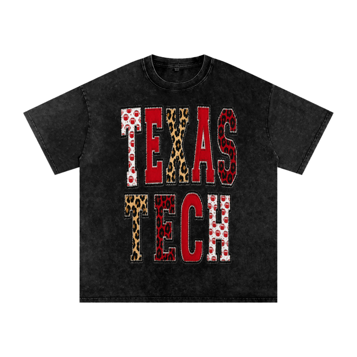 Leopard Print Game Day Shirt, Red Raiders Leopard Print Football Shirt, Vintage Washed Graphic Shirt