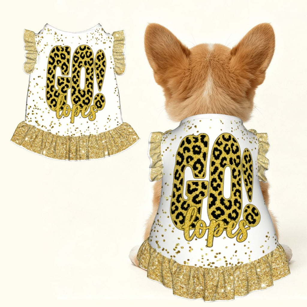 Game Day Dog Dress, Leopard Print Pet Outfit, Football Dog Dress, Team Spirit Pet Clothing, Gold Ruffle Dog Outfit, Game Day Pet Gift
