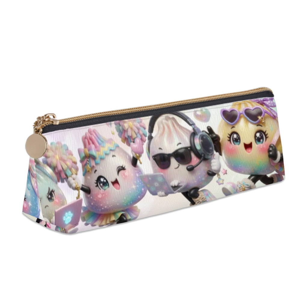 Leather Triangular Pencil Case Pastel Colorful Minimalist Canva BannerSIDES