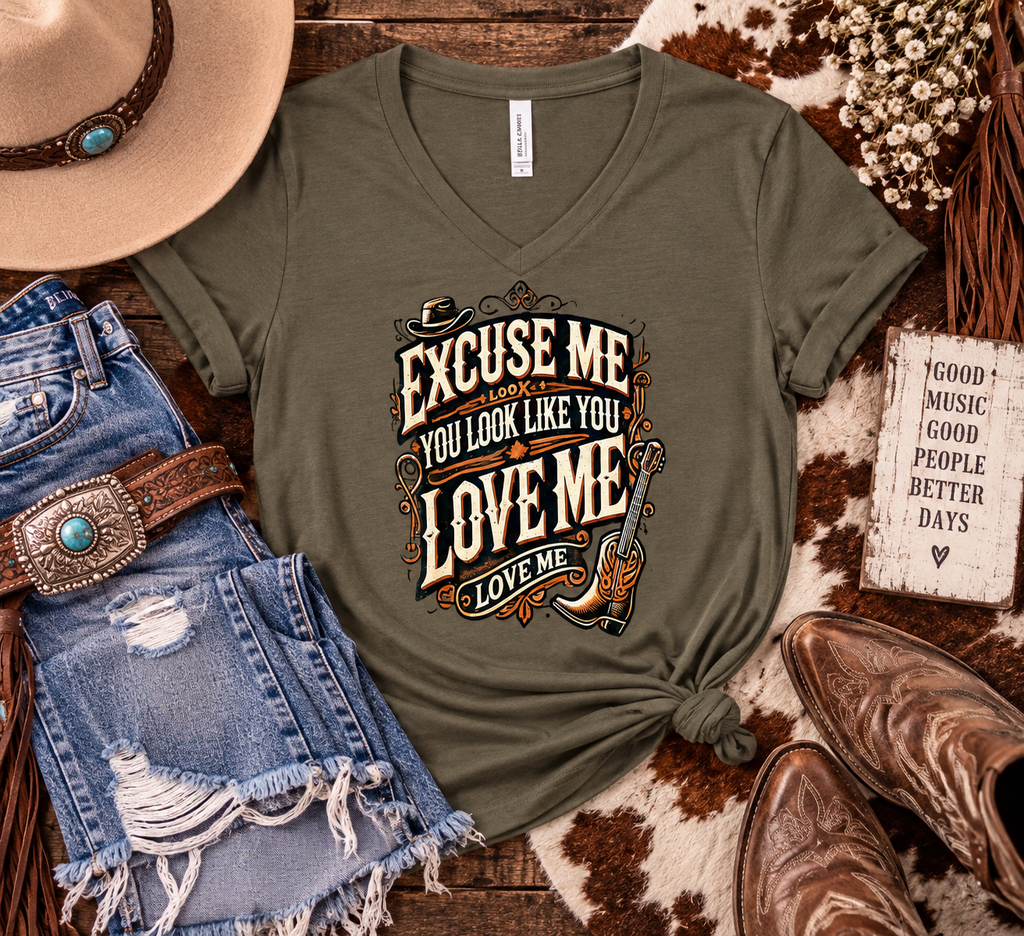 cowgirl,country,fitted,vneck,western,rodeo,excuseme