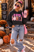 Spooky Season - Unisex Vintage Wash Raw Edge Boxy Hoodie - October we wear Pink, Sweater Weather