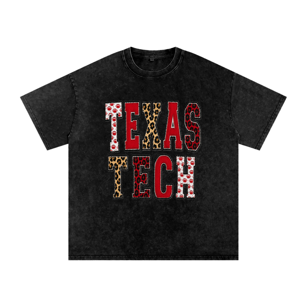 Leopard Print Game Day Shirt, Red Raiders Leopard Print Football Shirt, Vintage Washed Graphic Shirt