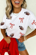 Game Day Sequin Rugby Bow Print Tee