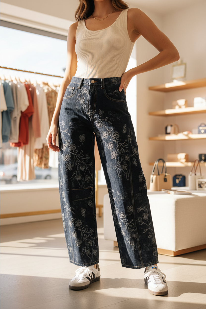 Petal Push Barrel Leg Denim Jeans