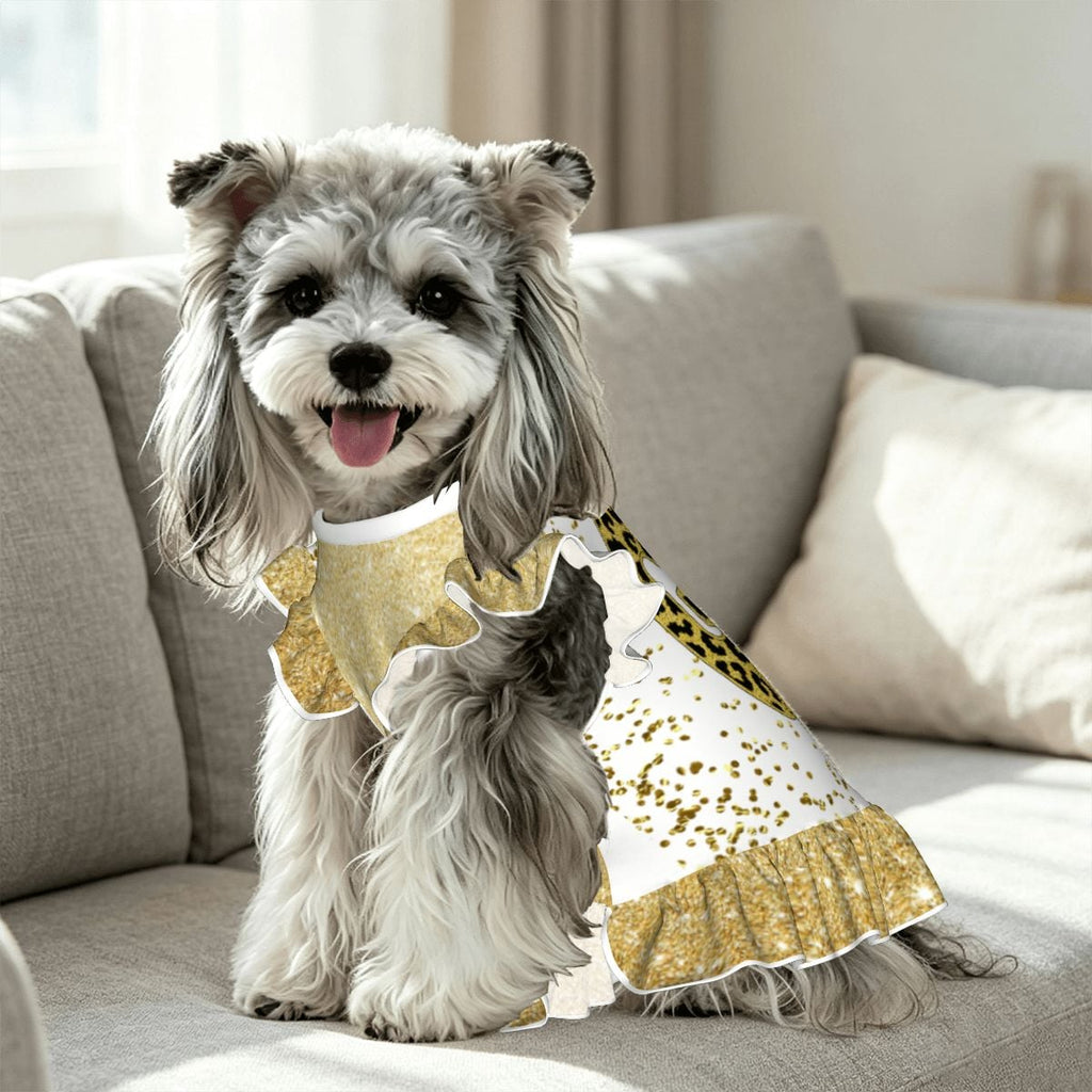 Game Day Dog Dress, Leopard Print Pet Outfit, Football Dog Dress, Team Spirit Pet Clothing, Gold Ruffle Dog Outfit, Game Day Pet Gift