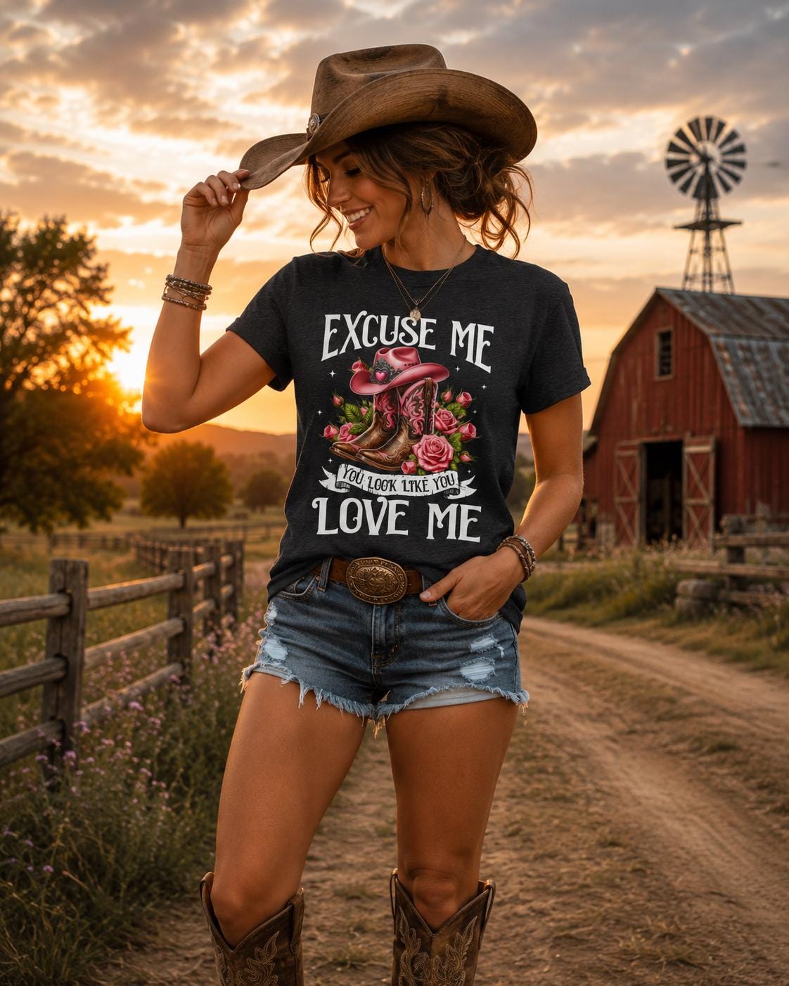 Excuse Me You Look Like You Love Me Tee — Western Cowgirl Heart Graphic T-Shirt