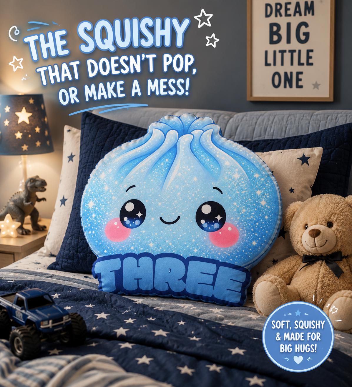Personalized Blue Dumpling Squishy Pillow – Soft, Squishy, Double-Sided Design