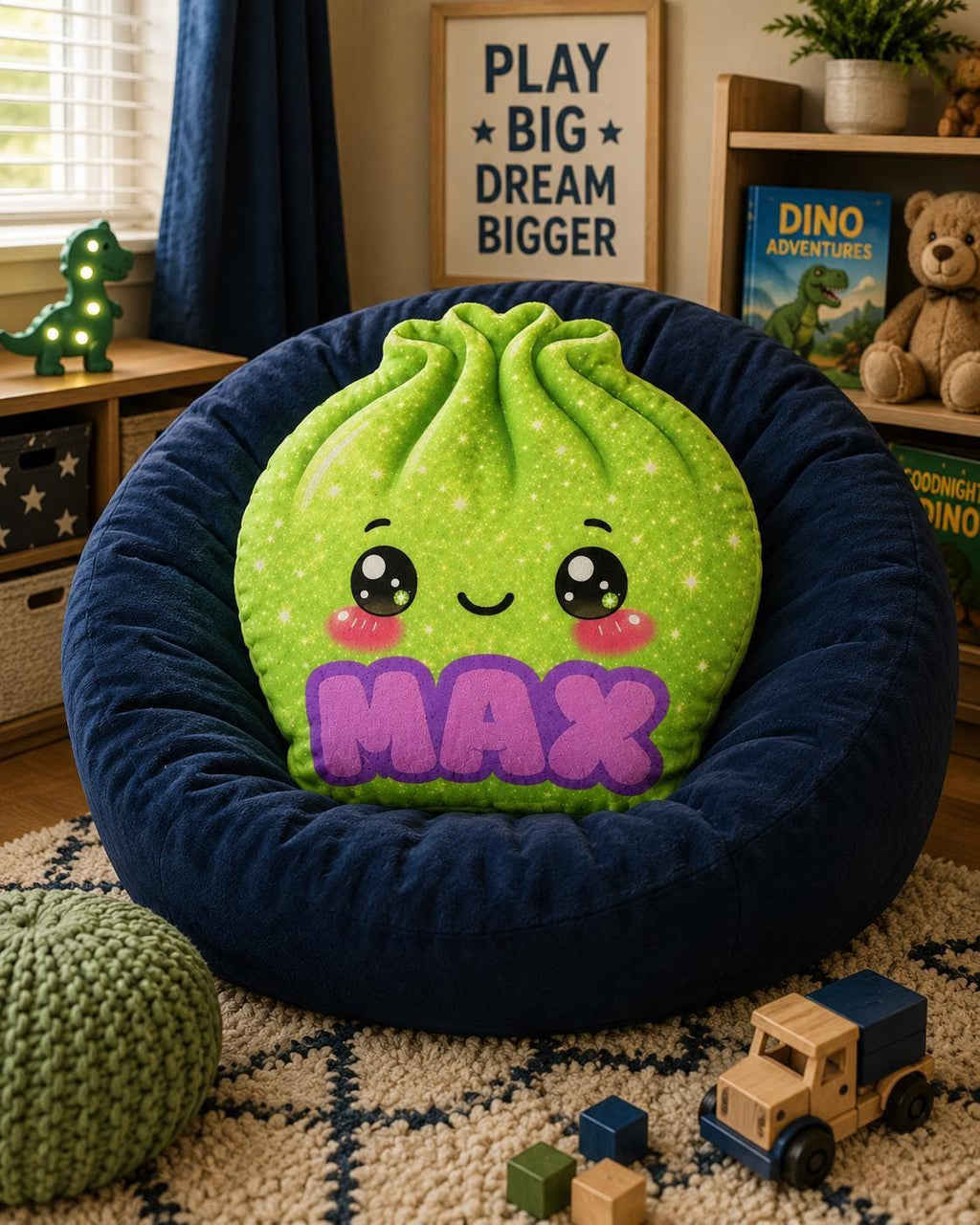 Sparkling Dumpling Custom Name Pillow — Personalized Shaped Throw Pillow