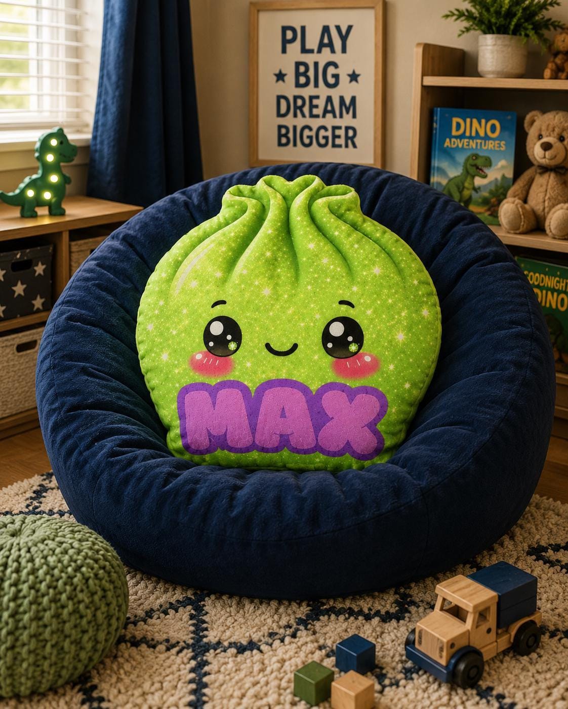 Sparkling Dumpling Custom Name Pillow — Personalized Shaped Throw Pillow