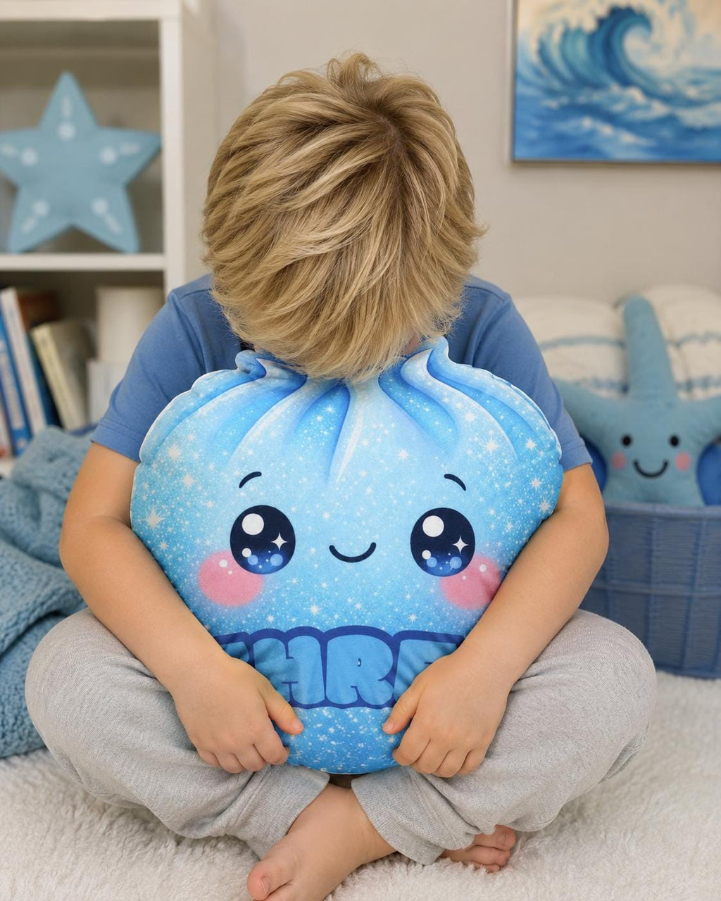 Personalized Blue Dumpling Squishy Pillow – Soft, Squishy, Double-Sided Design
