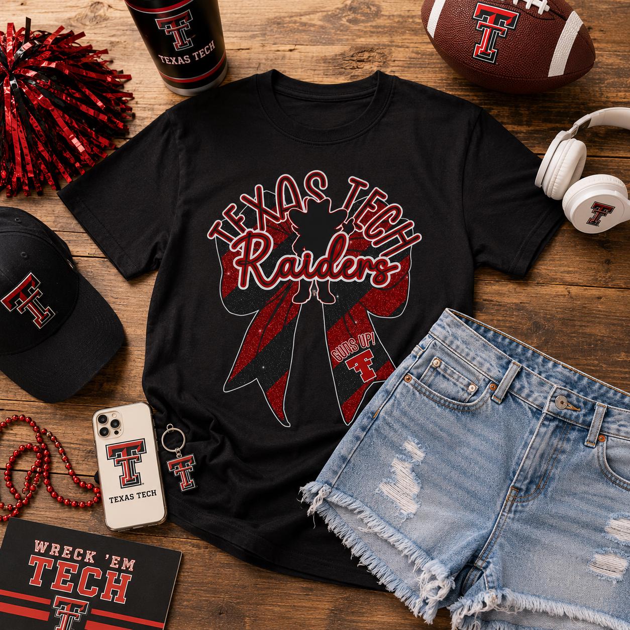 Texas Tech Red Raiders Ribbon T-Shirt — Red & Black Spirit Tee