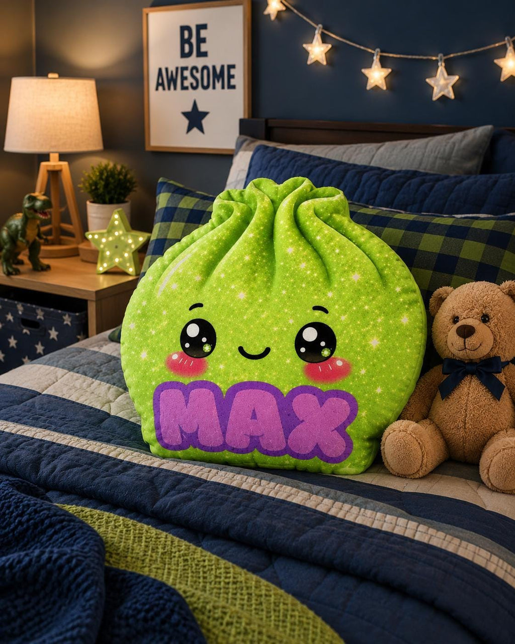 Sparkling Dumpling Custom Name Pillow — Personalized Shaped Throw Pillow