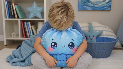 3D Personalized Blue Dumpling Squishy Pillow – Soft, Squishy, Double-Sided Design